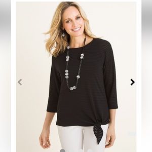 Chico’s Shadow Stripe Tie Top Size XL